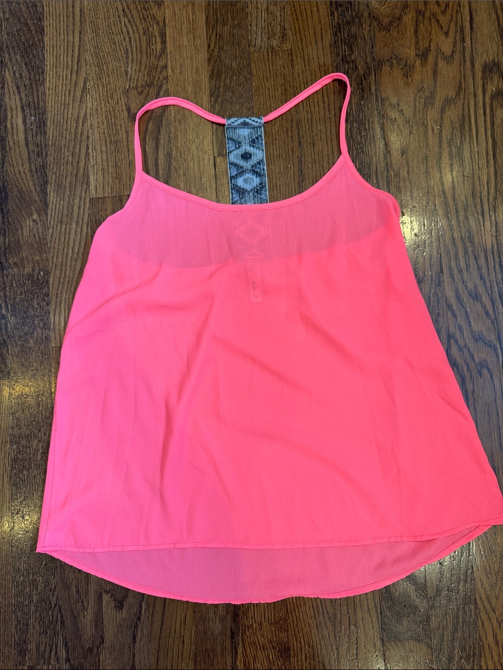 Women's Neon Pink Spaghetti Strap Tank Top with Fun Elastic Fabric in back
